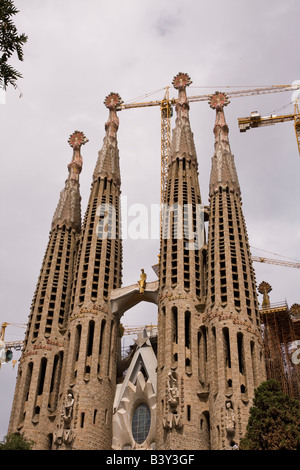 Antoni Gaudi`s Sagrada Familia , an as yet unfinished church. Stock Photo